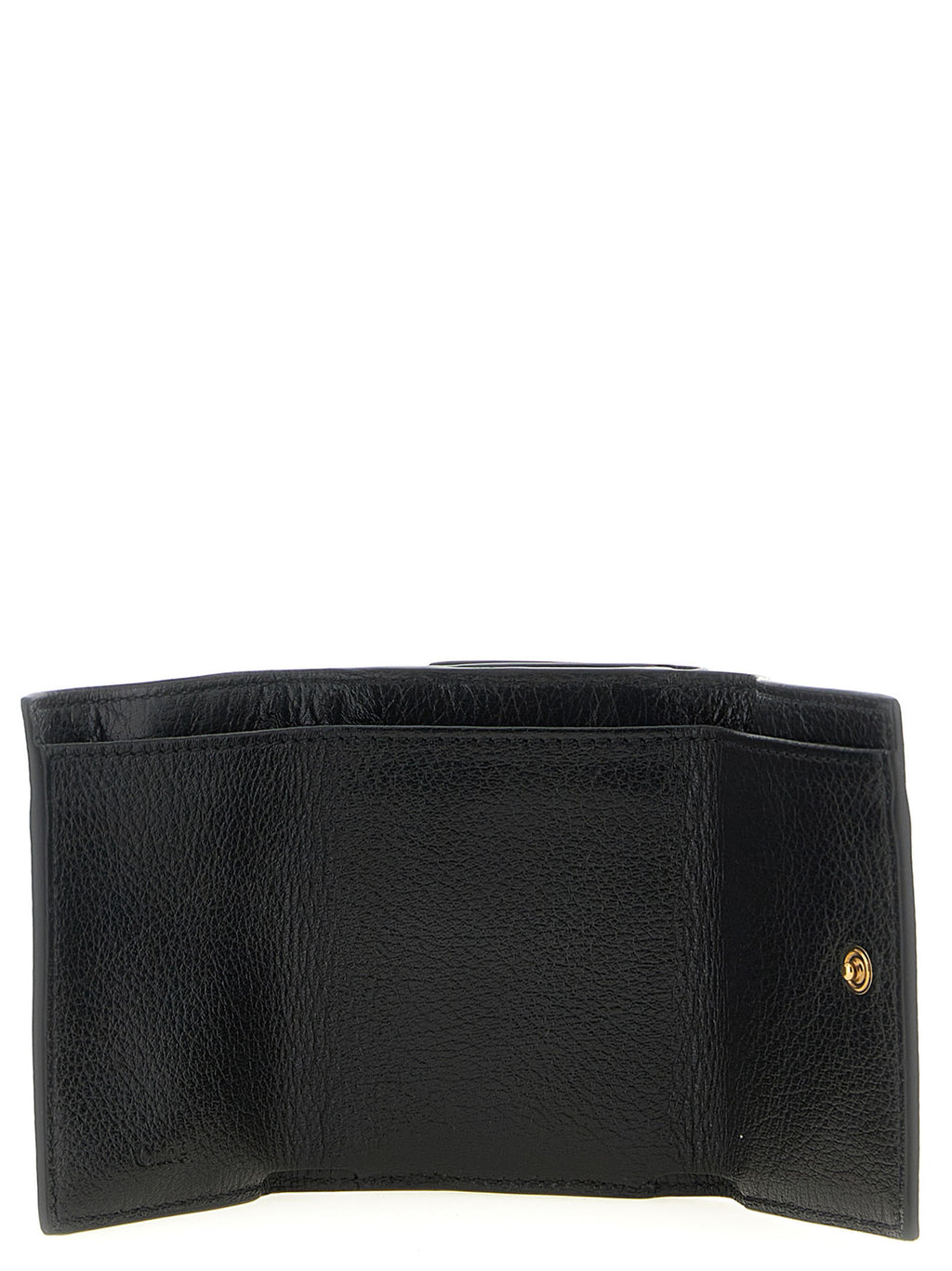Chloé Mini Paddington Black Grained Leather Tri-Fold Wallet