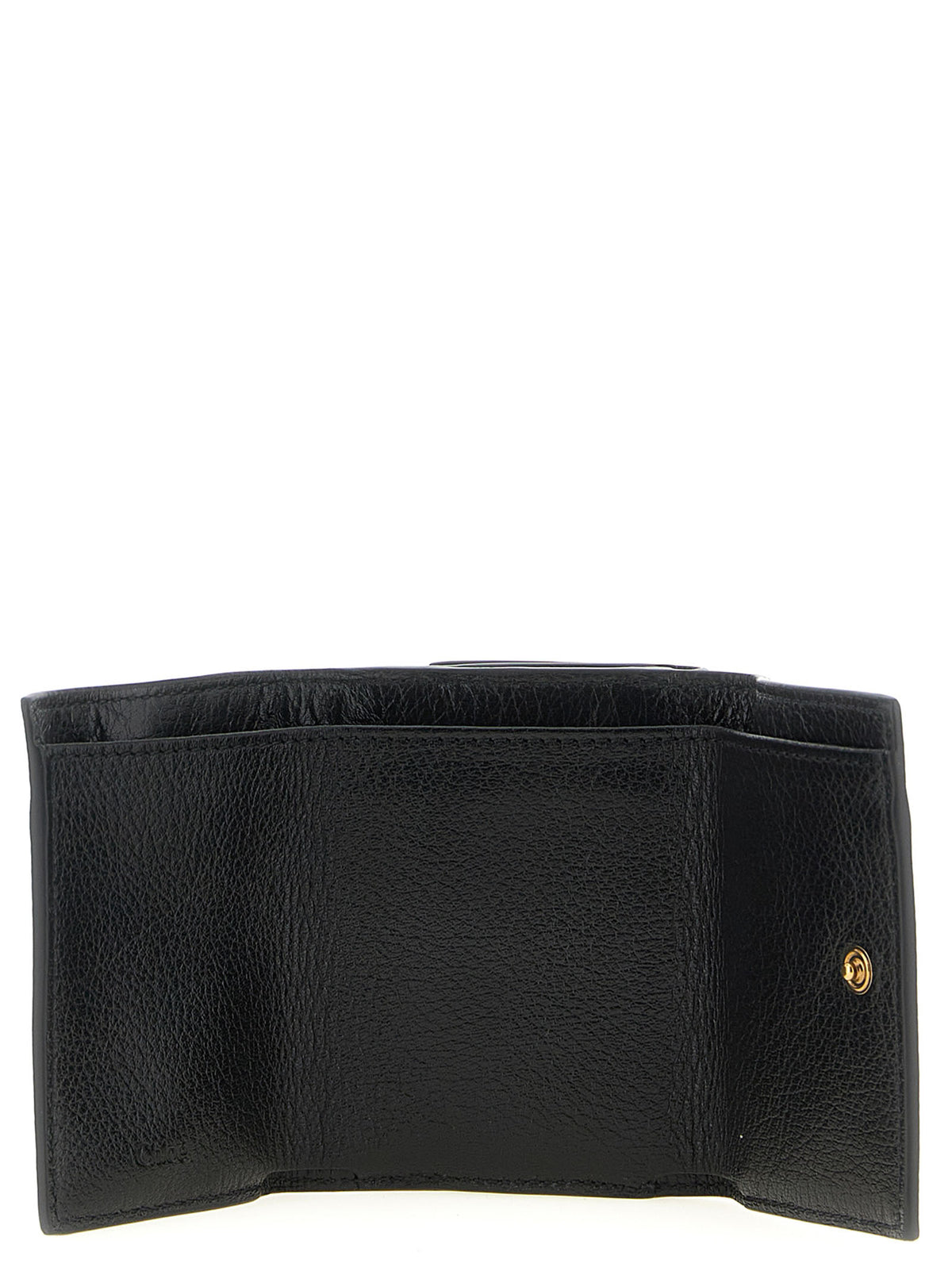 Chloé Mini Paddington Black Grained Leather Tri-Fold Wallet
