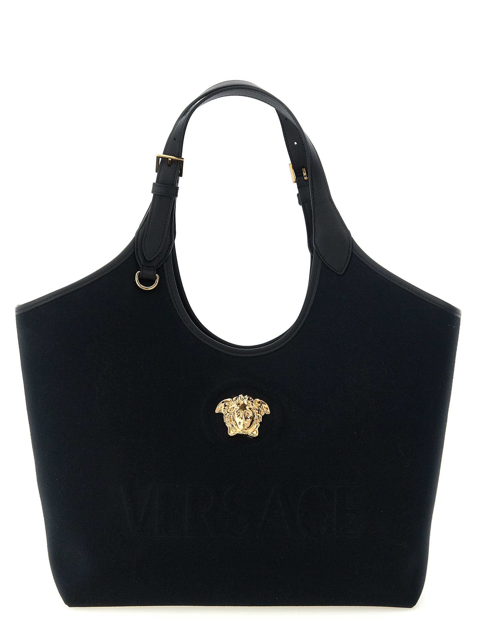 Versace La Medusa Medium Canvas Tote Bag Black