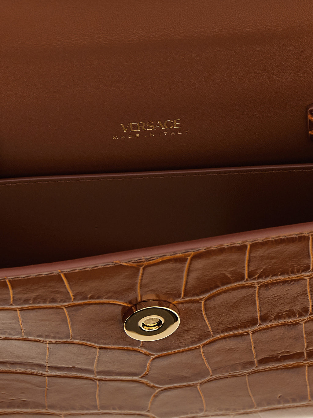 Versace Medusa '95 Croc-Embossed Handbag Cognac