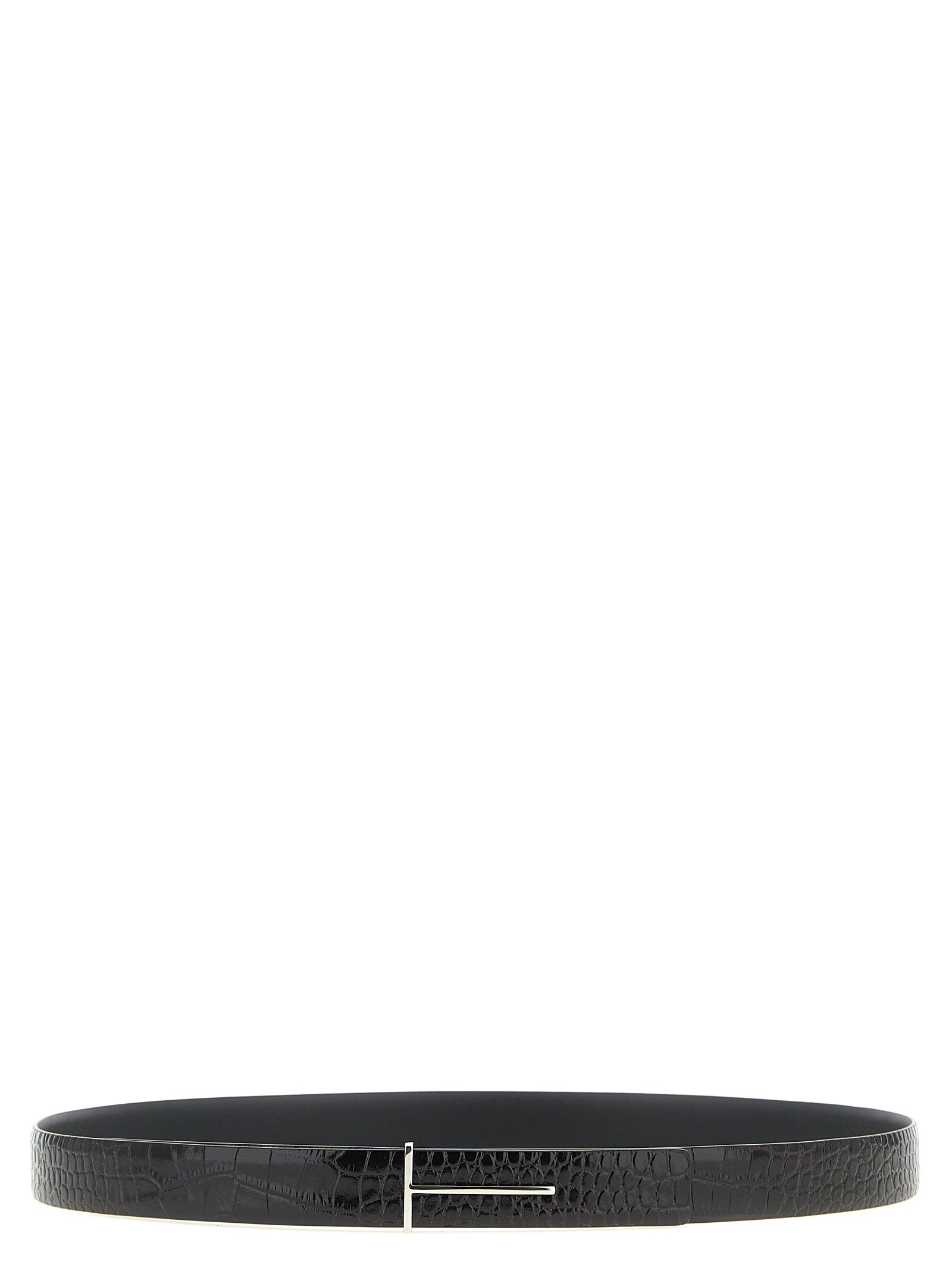 Tom Ford Reversible Python Print Leather Belt Black