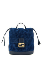 Fendi FF Flocked Denim Backpack Blue