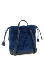 Fendi FF Flocked Denim Backpack Blue