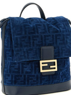 Fendi FF Flocked Denim Backpack Blue