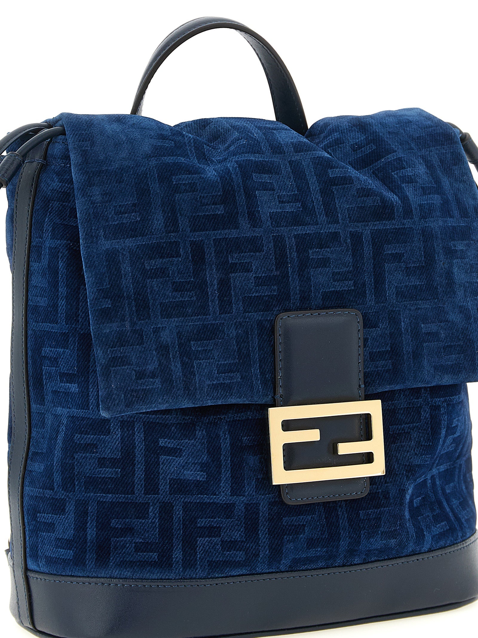 Fendi FF Flocked Denim Backpack Blue