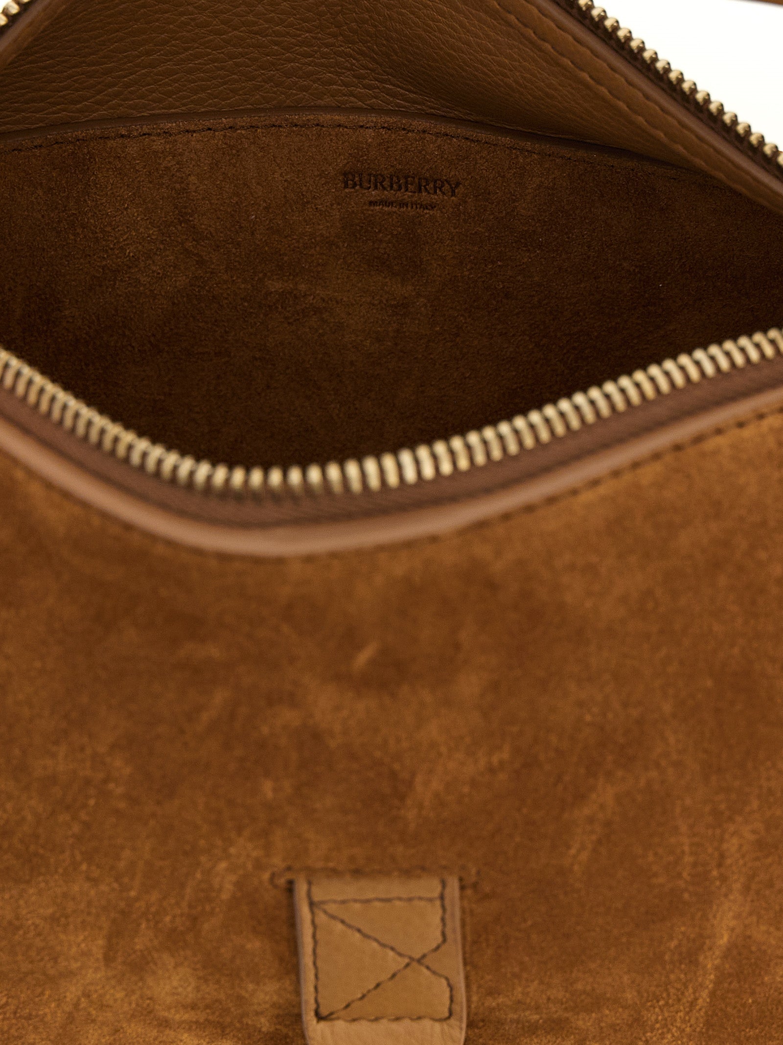 Burberry B Clip Small Suede Handbag Tan