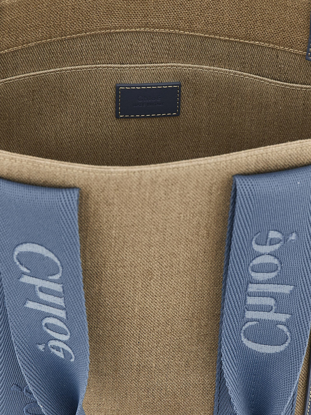 Chloé Woody Medium Linen Tote Bag Blue