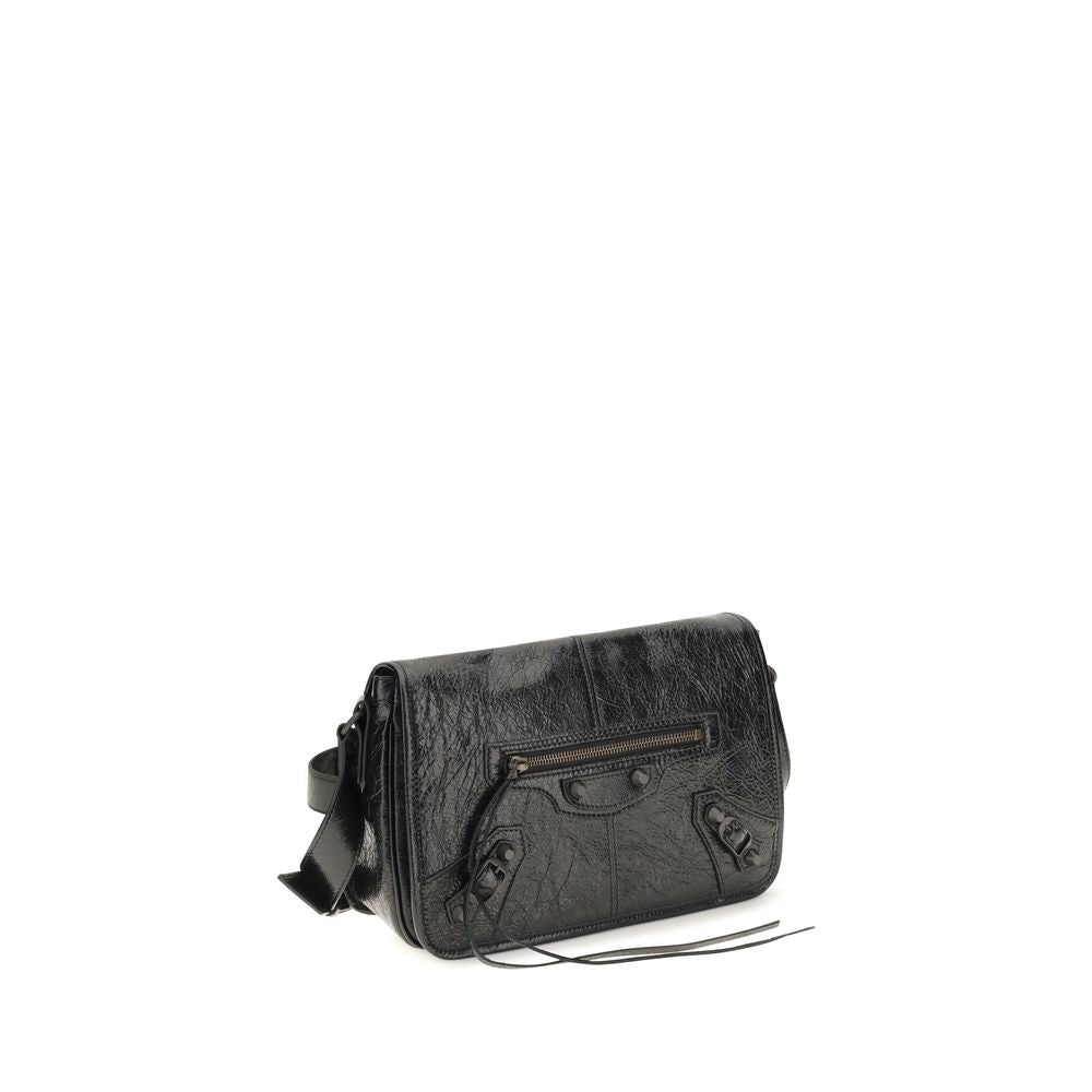 Balenciaga Le City Small Lambskin Messenger Shoulder Bag Black