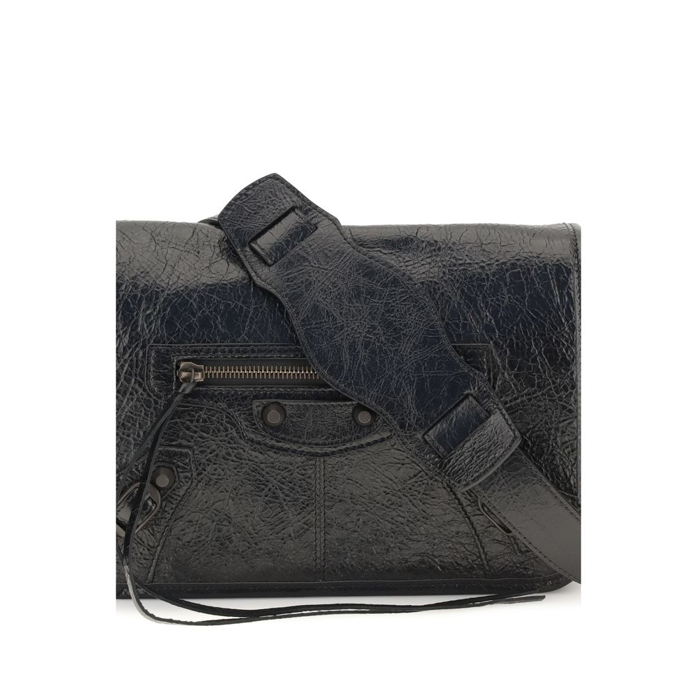 Balenciaga Le City Small Lambskin Messenger Shoulder Bag Black