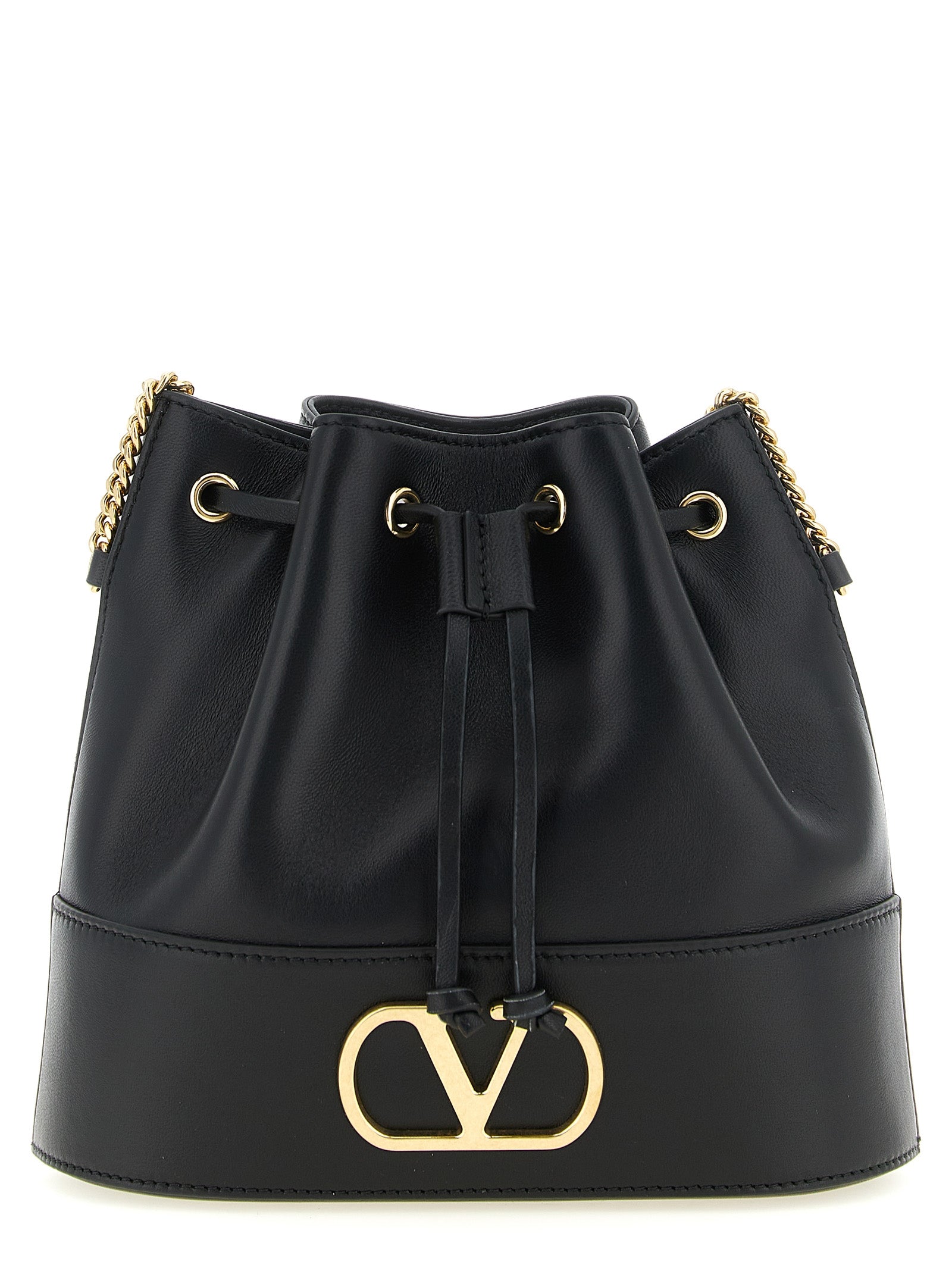 Valentino Garavani Black Nappa Leather Bucket Bag