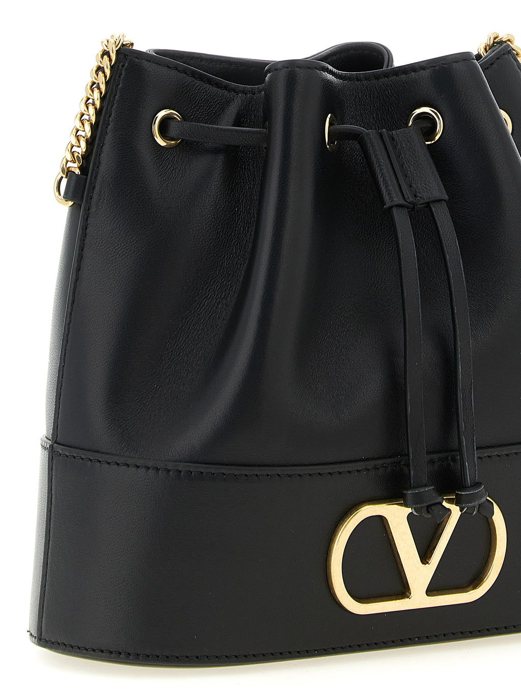 Valentino Garavani Black Nappa Leather Bucket Bag
