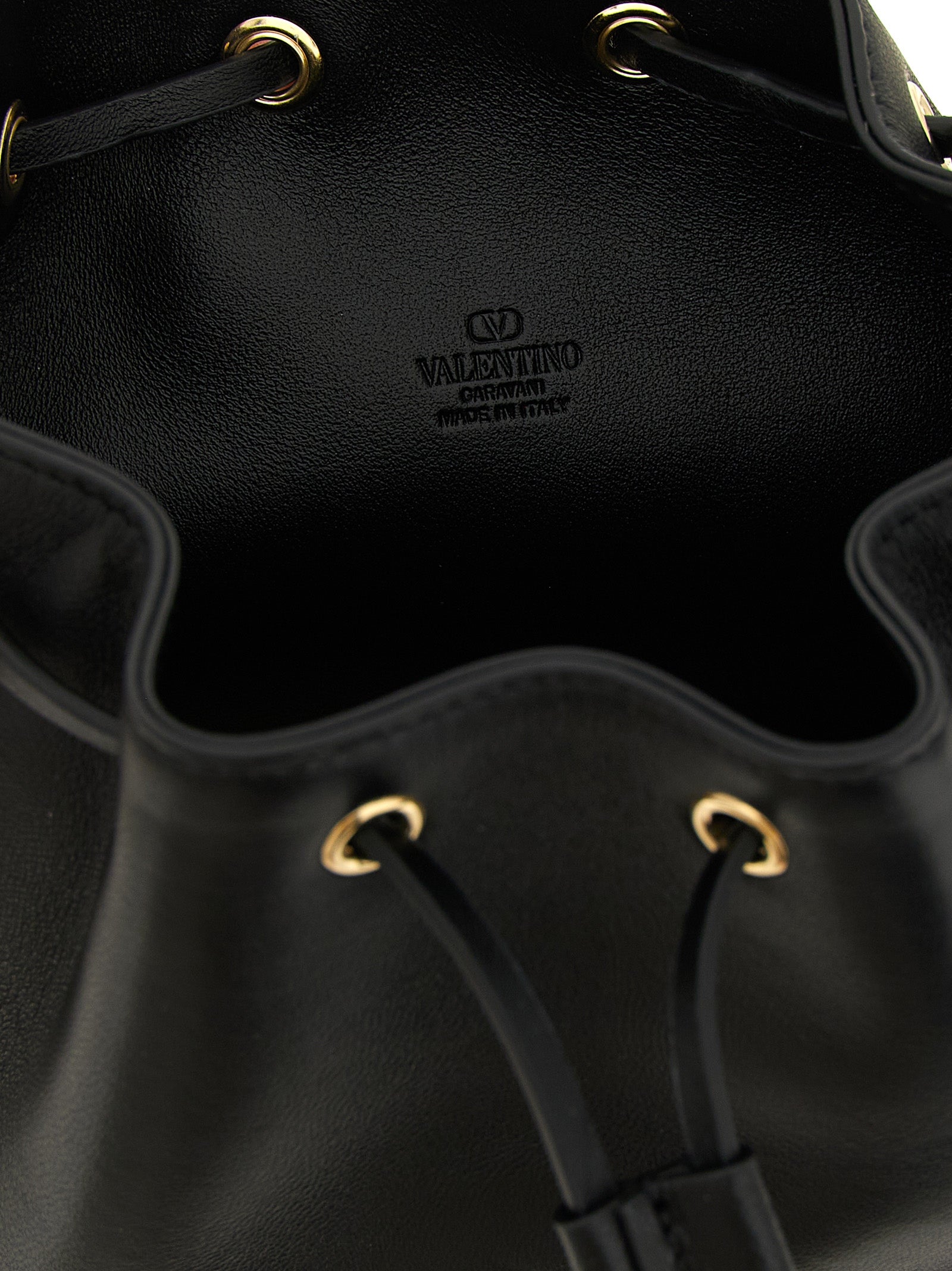 Valentino Garavani Black Nappa Leather Bucket Bag