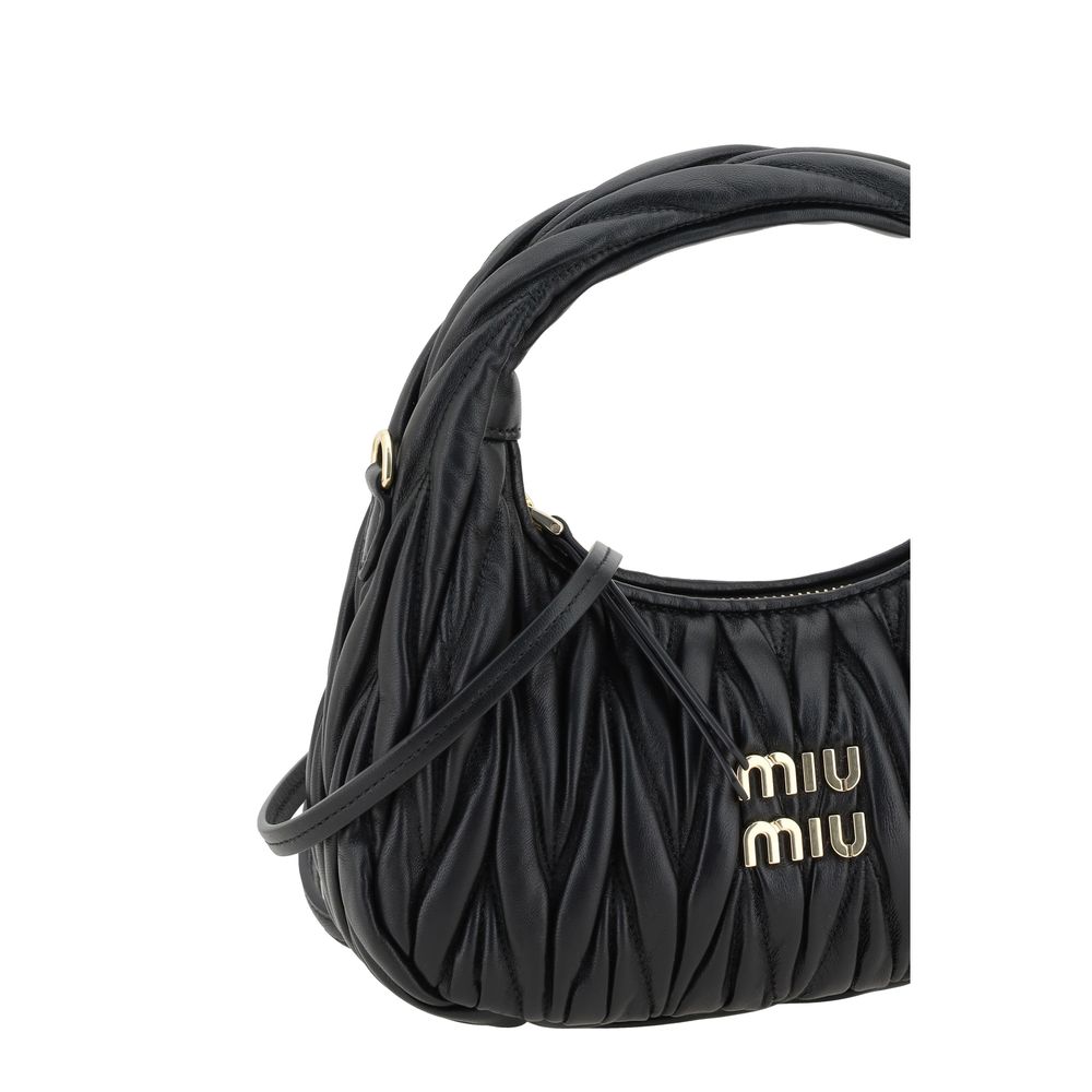 Miu Miu Wandler Mini Hobo Handbag Black
