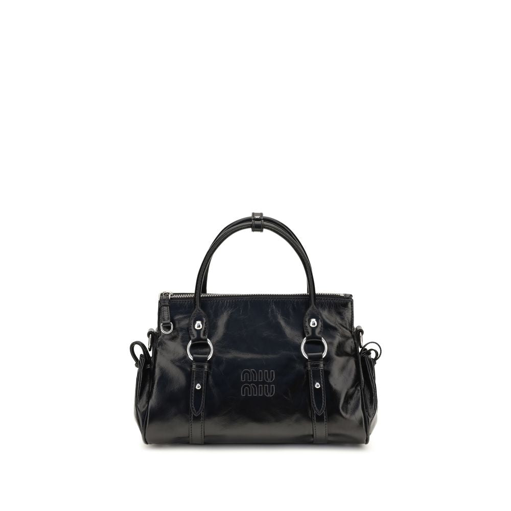 Miu Miu Glossy Leather Small Handbag Black