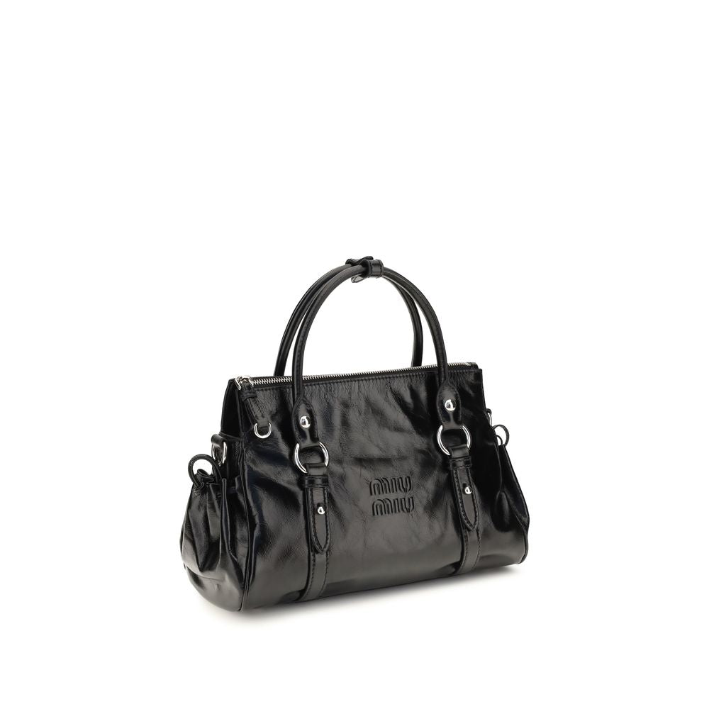 Miu Miu Glossy Leather Small Handbag Black