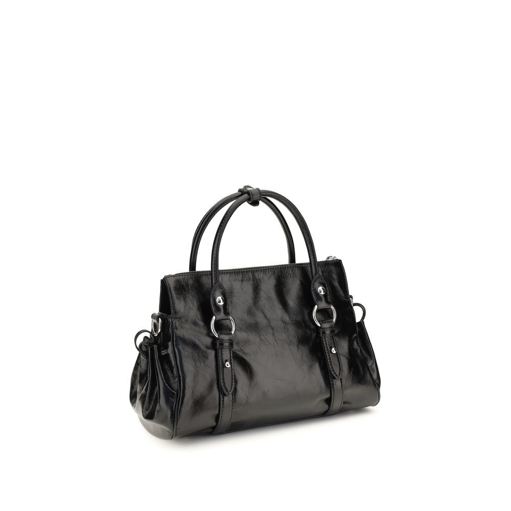 Miu Miu Glossy Leather Small Handbag Black