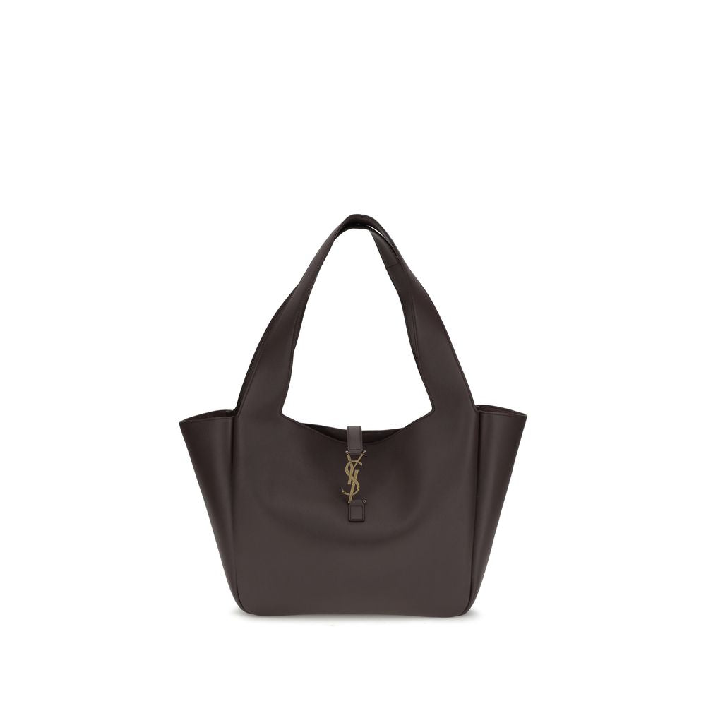 Saint Laurent Le 5 à 7 East/West Leather Shoulder Bag Dark Brown