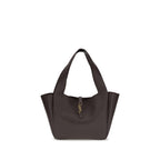 Saint Laurent Le 5 à 7 East/West Leather Shoulder Bag Dark Brown