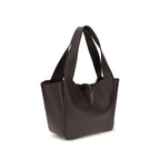 Saint Laurent Le 5 à 7 East/West Leather Shoulder Bag Dark Brown