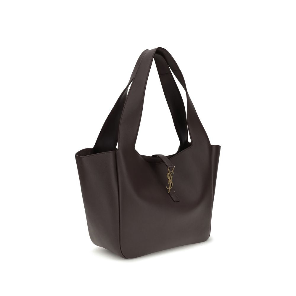 Saint Laurent Le 5 à 7 East/West Leather Shoulder Bag Dark Brown