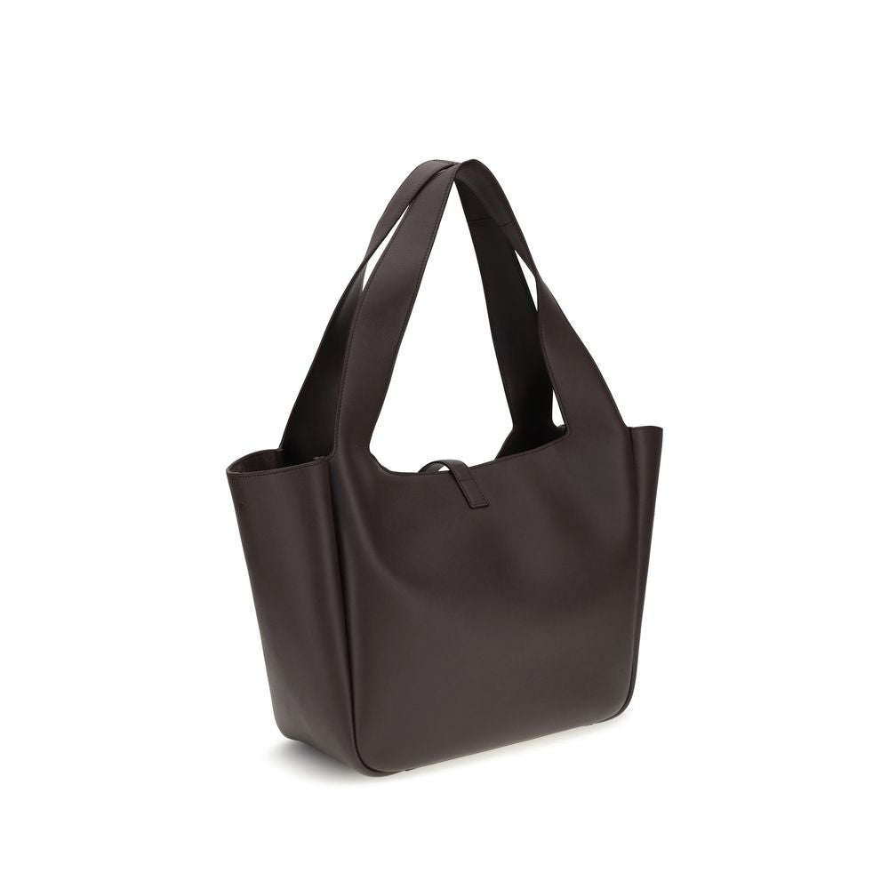 Saint Laurent Le 5 à 7 East/West Leather Shoulder Bag Dark Brown