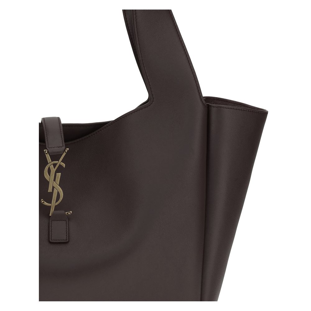 Saint Laurent Le 5 à 7 East/West Leather Shoulder Bag Dark Brown