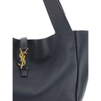 Saint Laurent Le 5 à 7 Bea Large Leather Shoulder Bag Black
