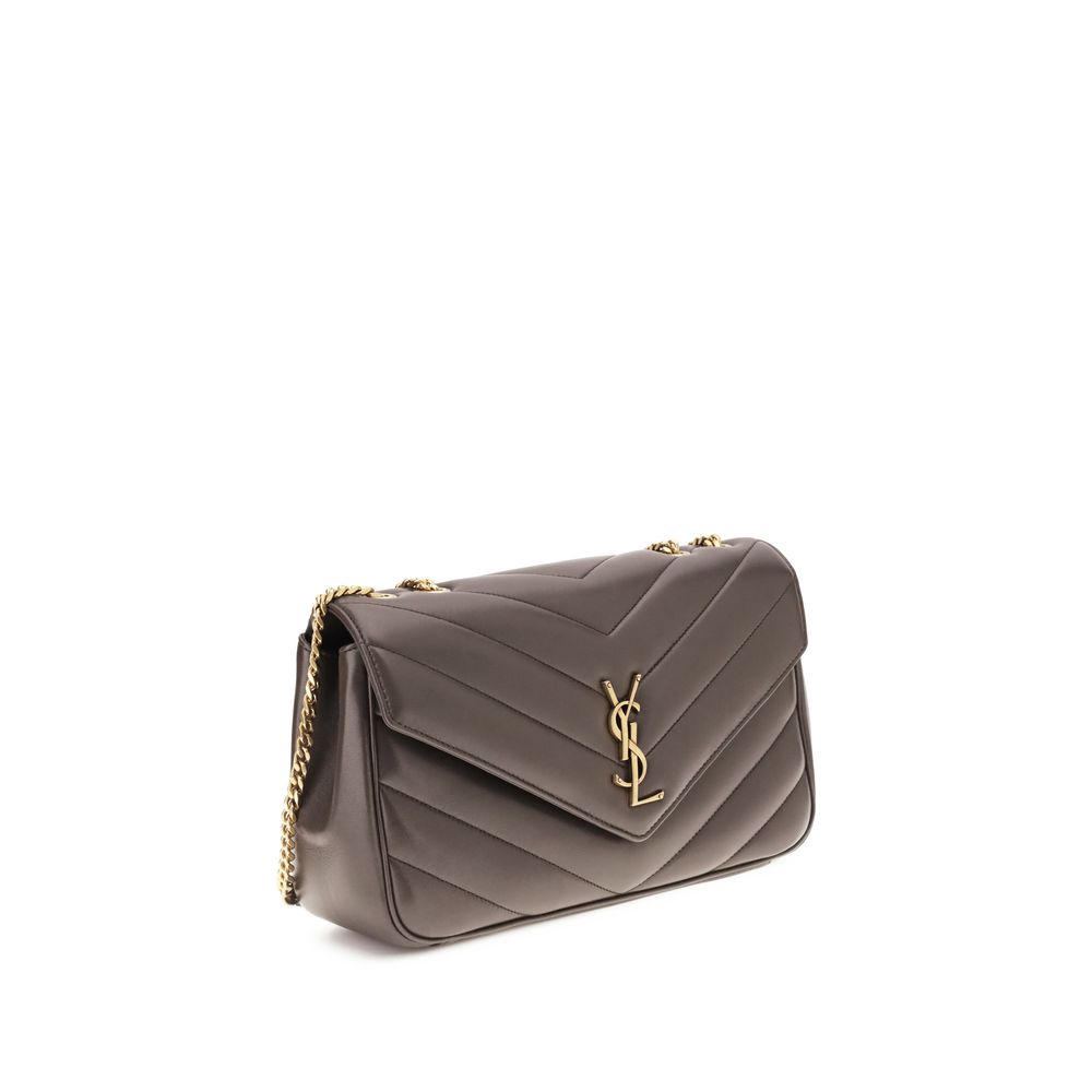 Saint Laurent LouLou Quilted Lambskin Shoulder Bag Taupe Grey