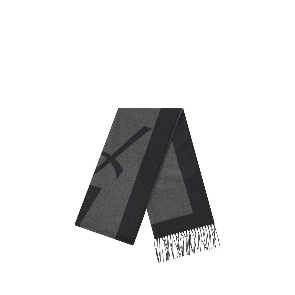 Saint Laurent Cassandre Silk Jacquard Scarf Graphite Grey