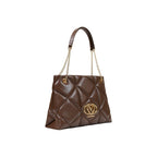 Love Moschino Large Brown Quilted Chain Tote Bag