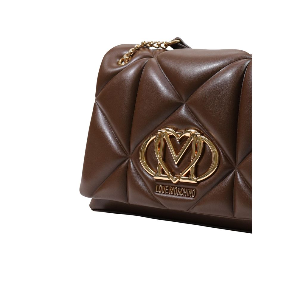 Love Moschino Medium Brown Quilted Chain Shoulder Bag