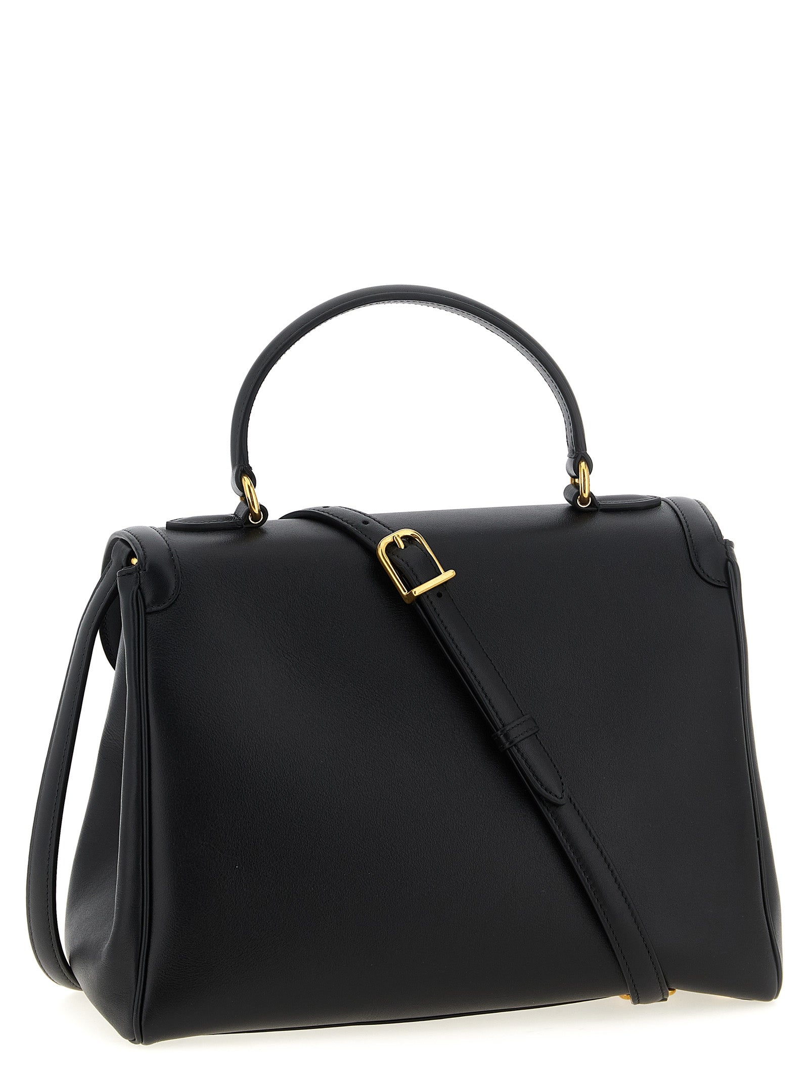 Valentino Garavani 9TO5 Black Leather Top Handle Bag