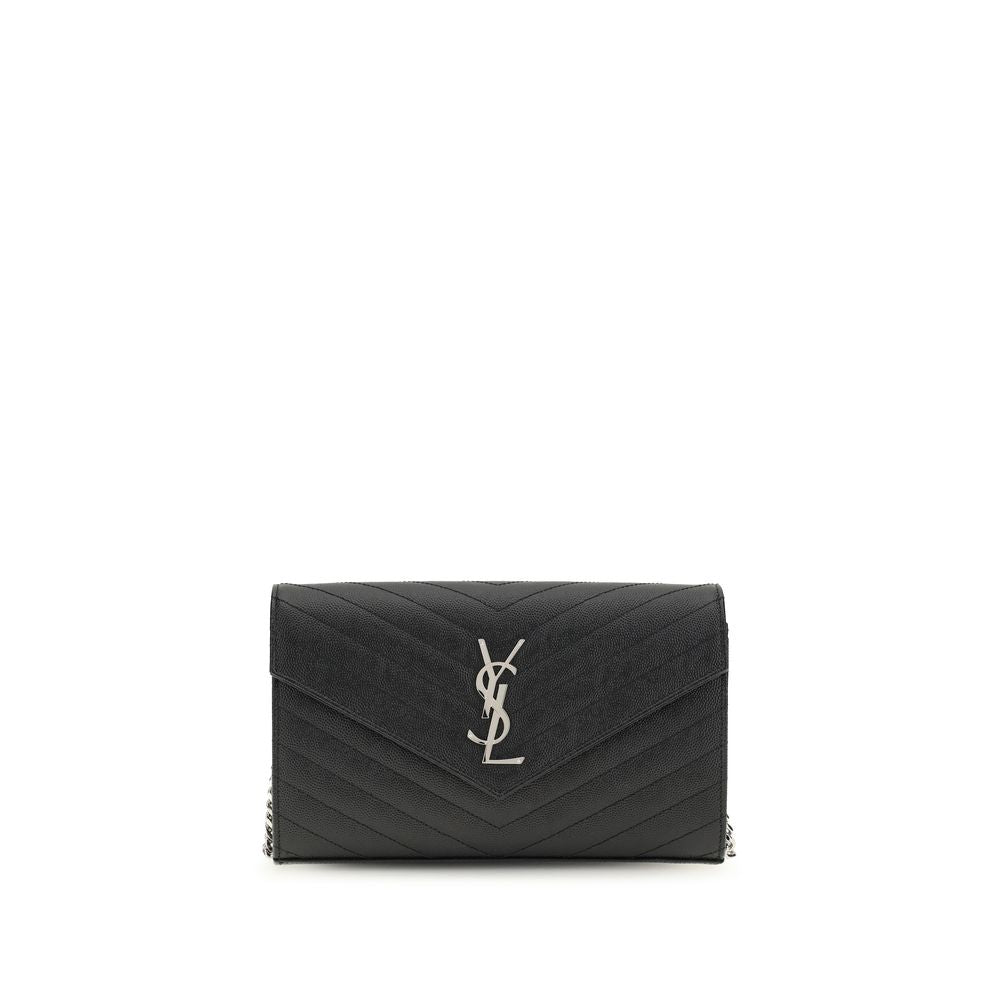 Saint Laurent Monogram Matelassé Prunia Chain Wallet Black