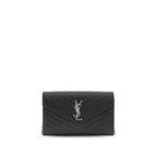 Saint Laurent Monogram Matelassé Prunia Chain Wallet Black
