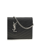 Saint Laurent Monogram Matelassé Prunia Chain Wallet Black
