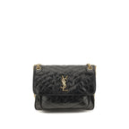 Saint Laurent Niki Medium Vintage Leather Shoulder Bag Black