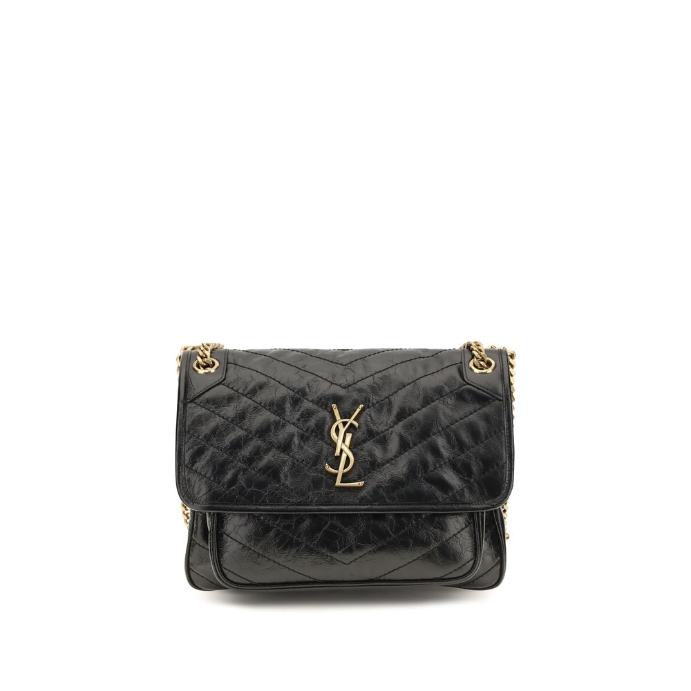 Saint Laurent Niki Medium Vintage Leather Shoulder Bag Black