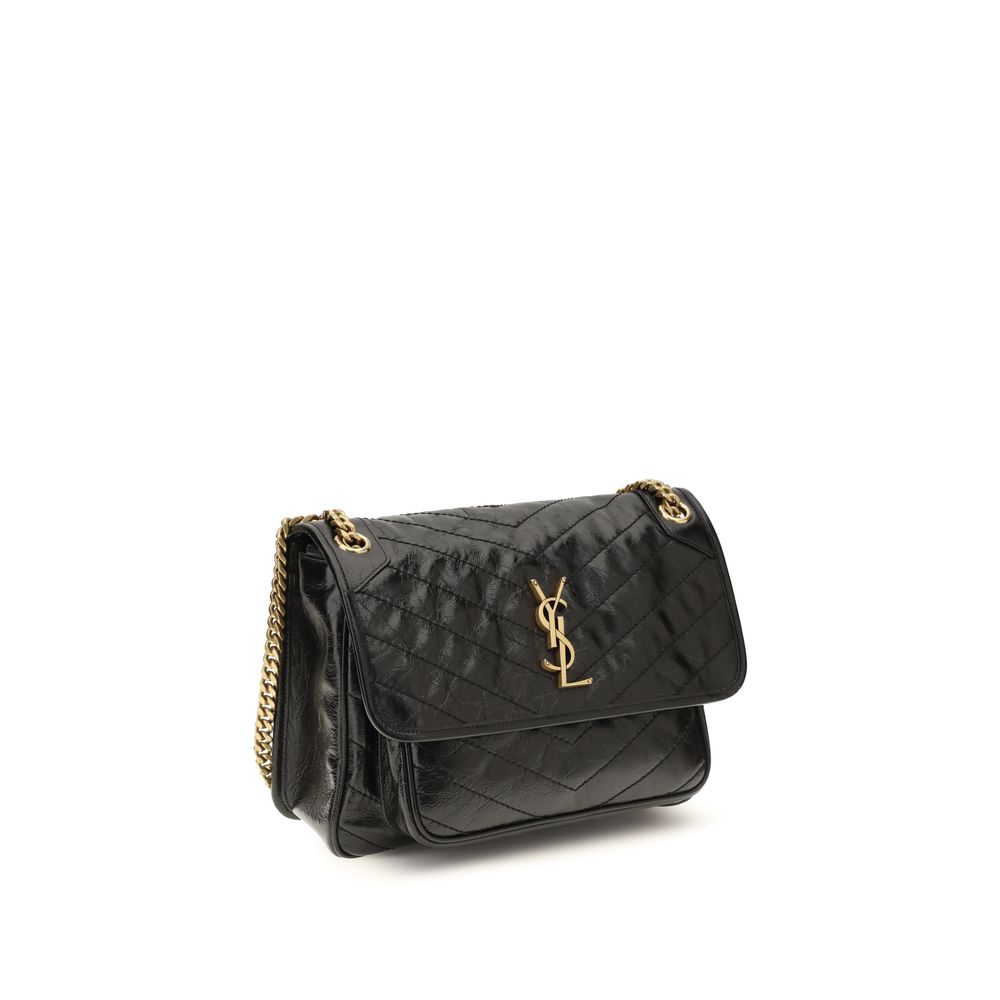 Saint Laurent Niki Medium Vintage Leather Shoulder Bag Black