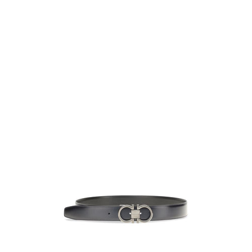 Ferragamo Navy/Black Reversible Leather Gancini Belt 3.5cm