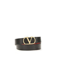 Valentino Garavani Black/Red Reversible Leather VLogo Belt 3cm