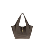 Saint Laurent Le 5 à 7 Bea Large Leather Shoulder Bag Brown