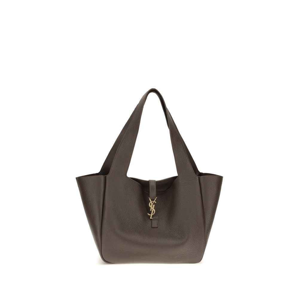 Saint Laurent Le 5 à 7 Bea Large Leather Shoulder Bag Brown