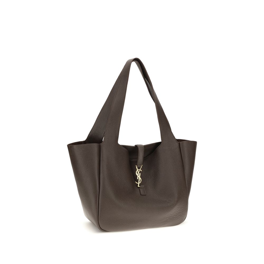 Saint Laurent Le 5 à 7 Bea Large Leather Shoulder Bag Brown