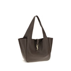 Saint Laurent Le 5 à 7 Bea Large Leather Shoulder Bag Brown