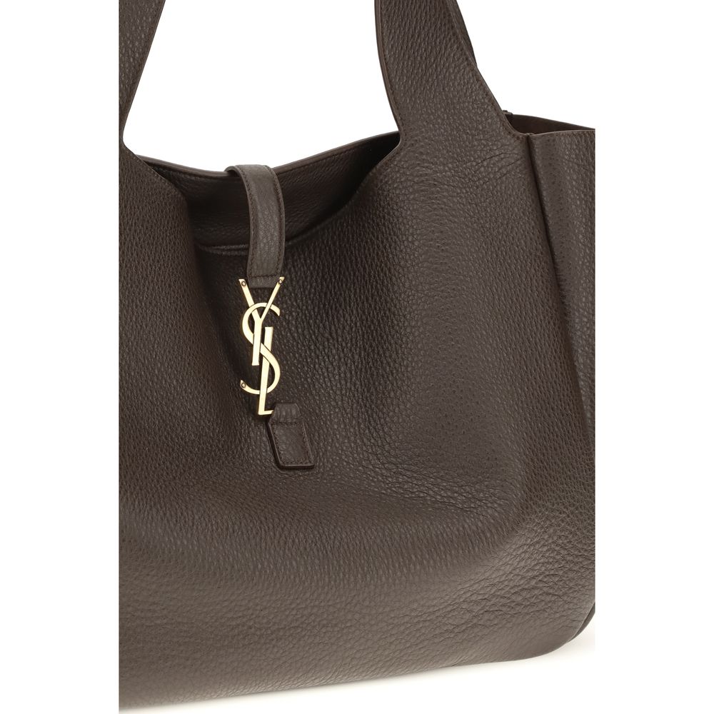 Saint Laurent Le 5 à 7 Bea Large Leather Shoulder Bag Brown