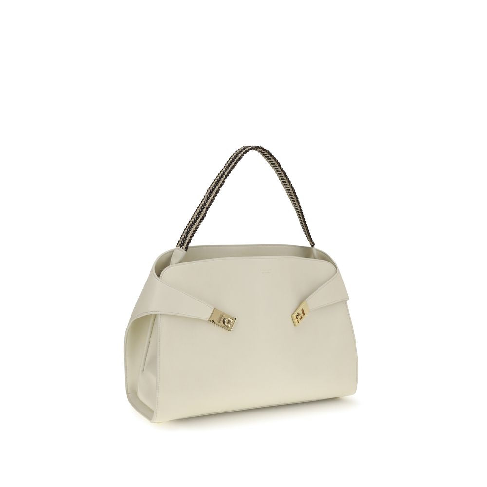Ferragamo Hug Soft Large Beige Leather Shoulder Bag