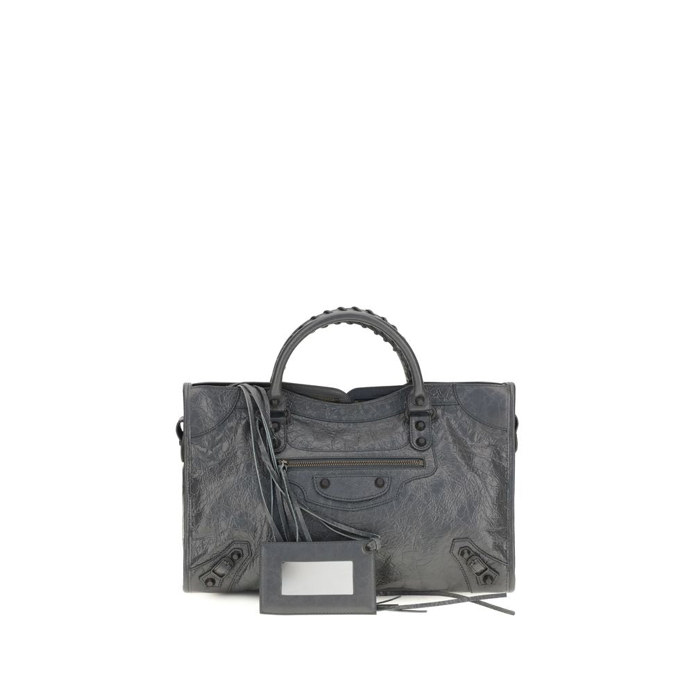 Balenciaga Le City Medium Lambskin Leather Handbag Black