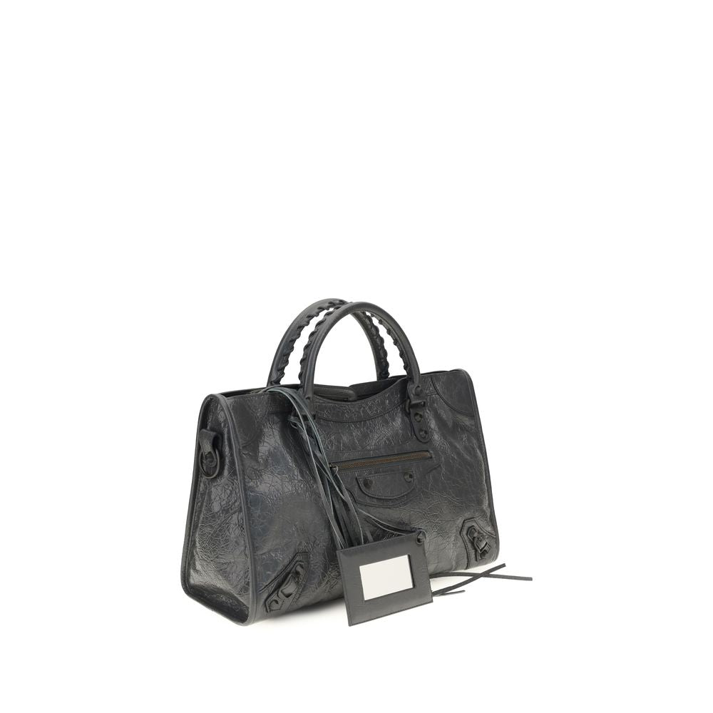 Balenciaga Le City Medium Lambskin Leather Handbag Black
