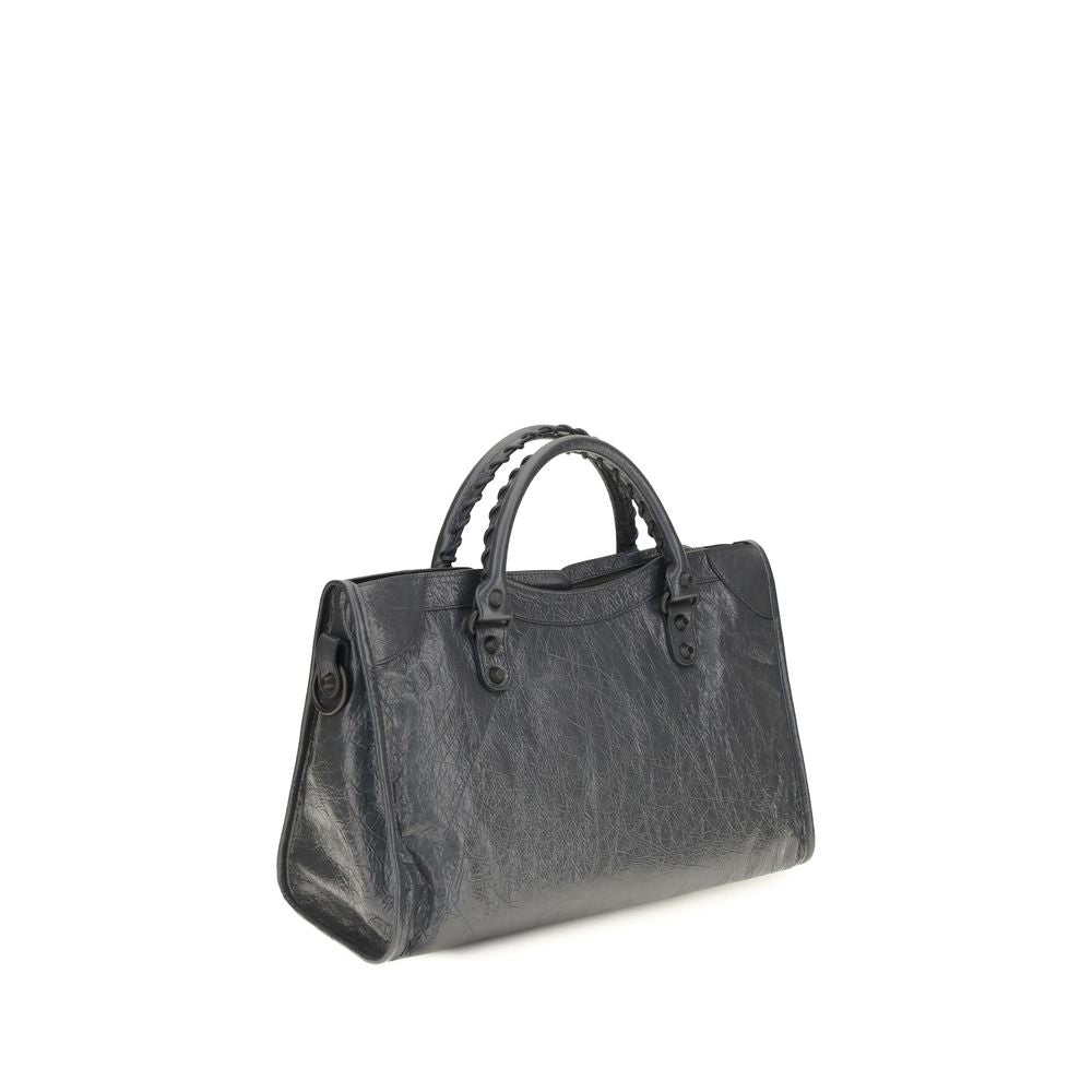 Balenciaga Le City Medium Lambskin Leather Handbag Black