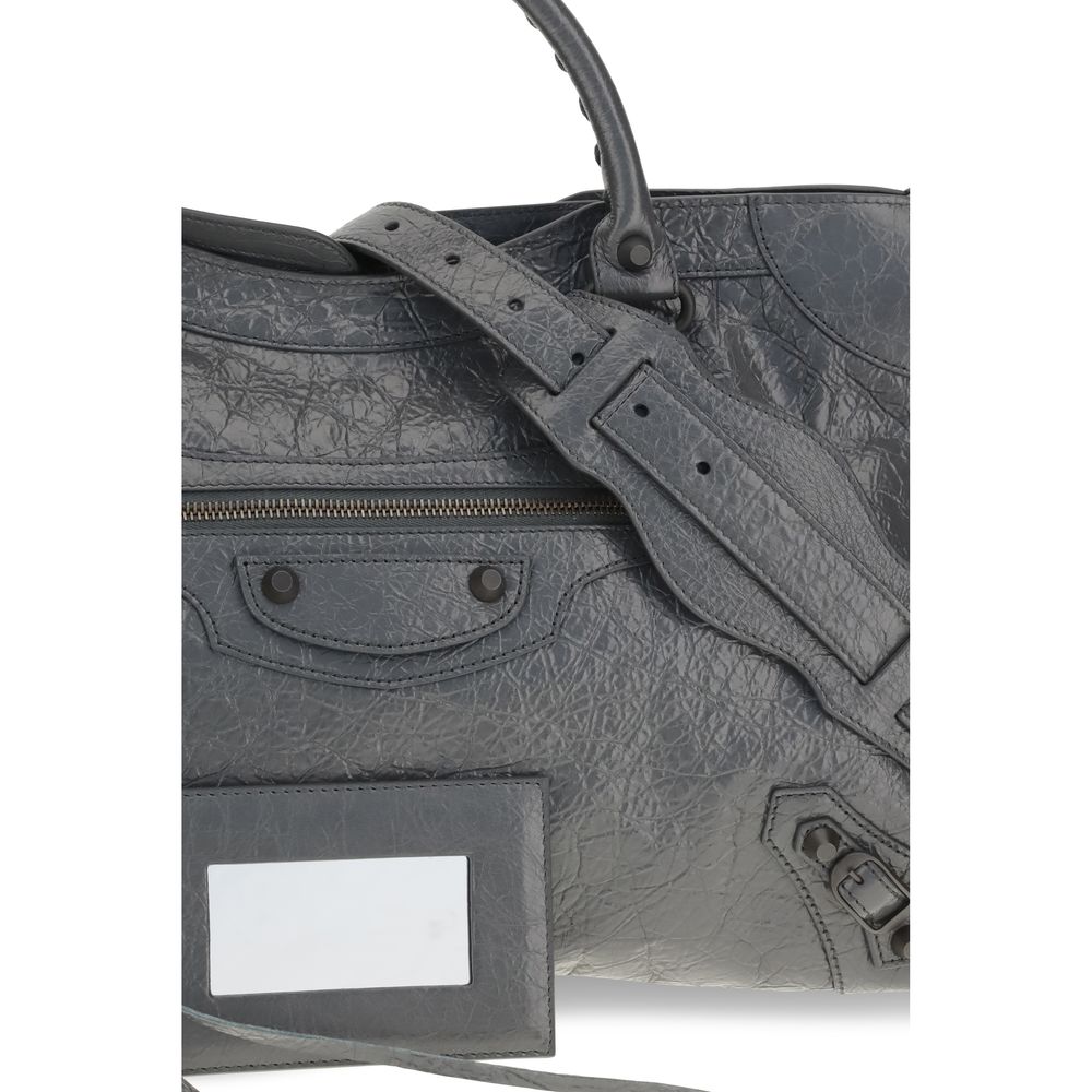 Balenciaga Le City Medium Lambskin Leather Handbag Black